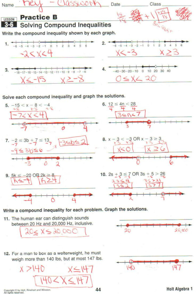 Compound Inequalities Worksheet Pdf Worksheets