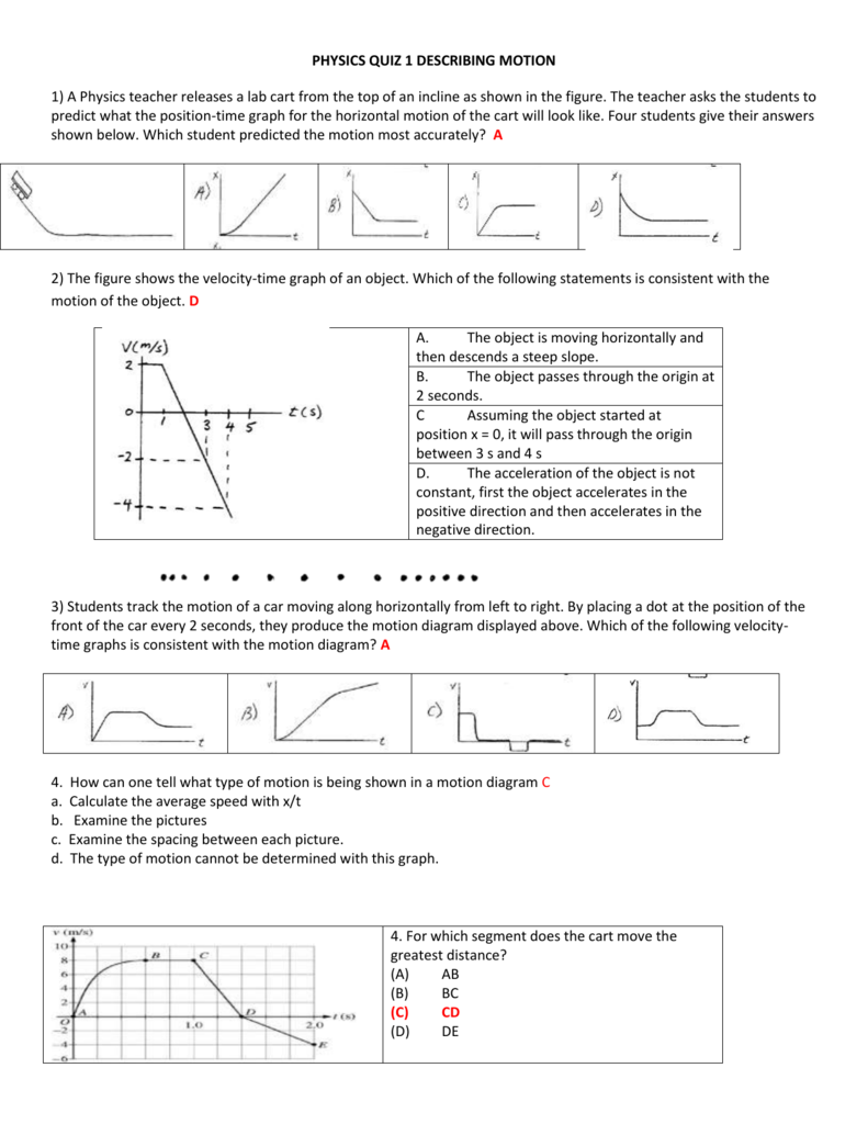 Describing Motion With Position Time Graphs Worksheet Answers Describing Motion With Position Time Graphs Worksheet Answers