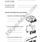 English Worksheets The Rate Of Exchange