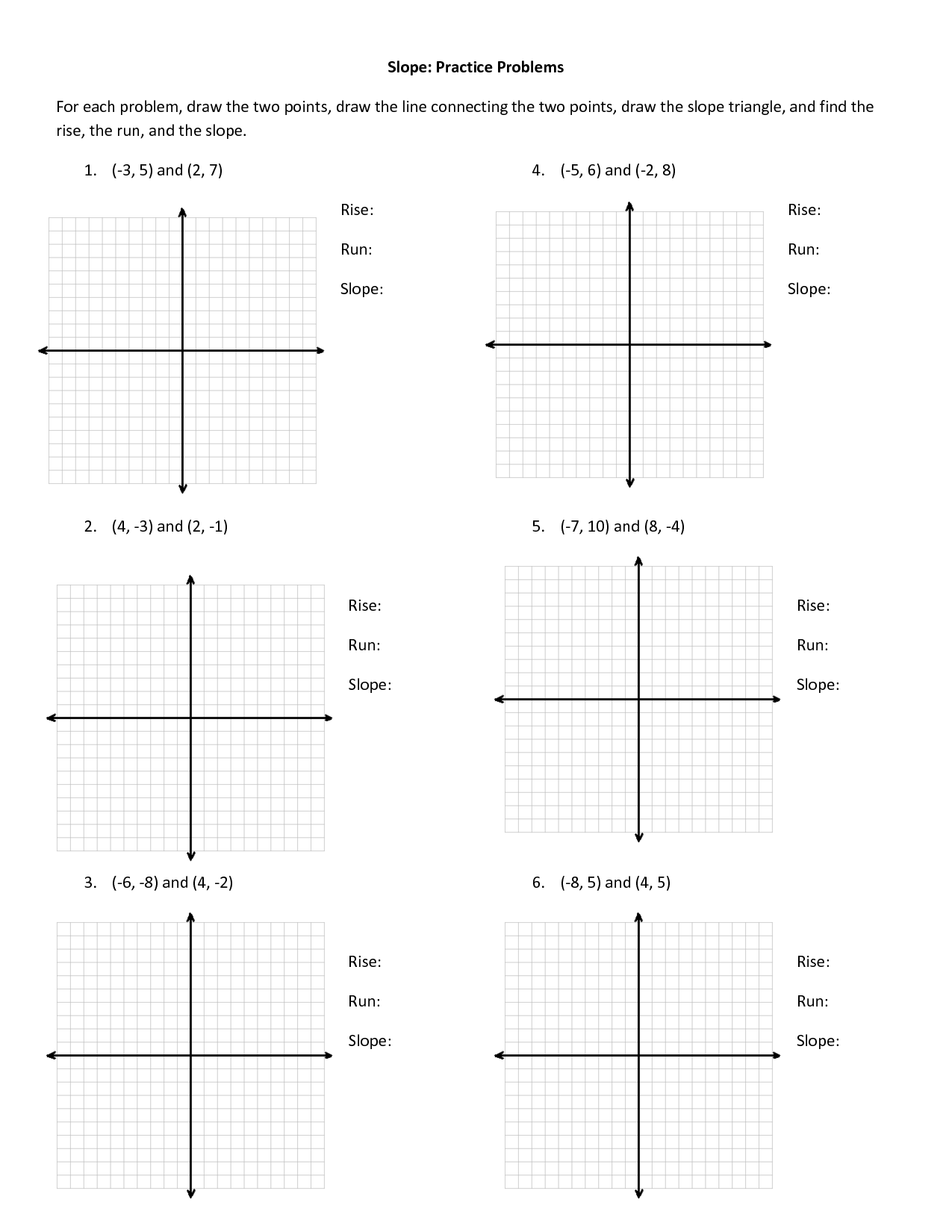 Finding The Slope Of A Line Given Two Points Worksheet Printable Finding The Slope Of A Line Given Two Points Worksheet Printable