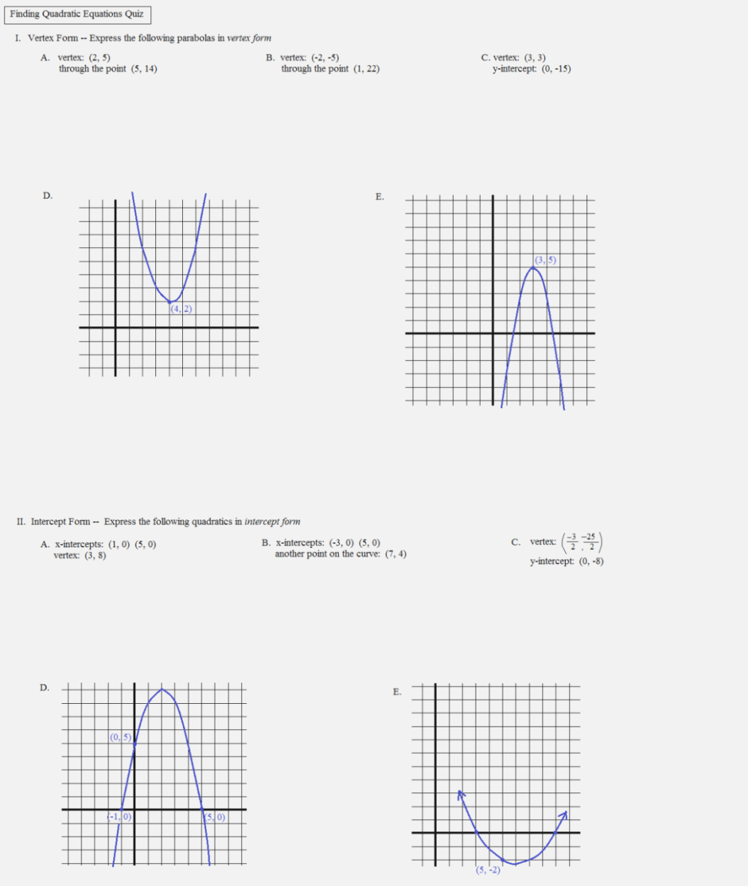 Graphing Quadratic Functions Worksheet Answer Key Db Excel Graphing Quadratic Functions Worksheet Answer Key Db excel