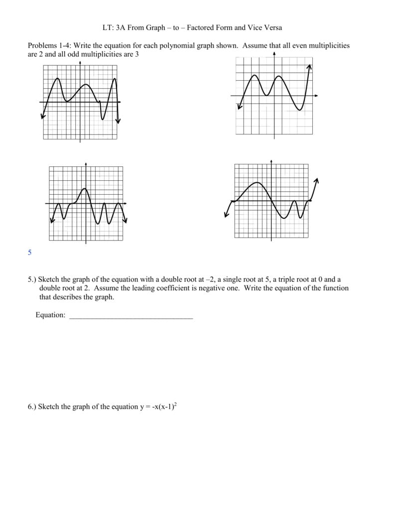 Matching Equations And Graphs Worksheet Answers Db excel