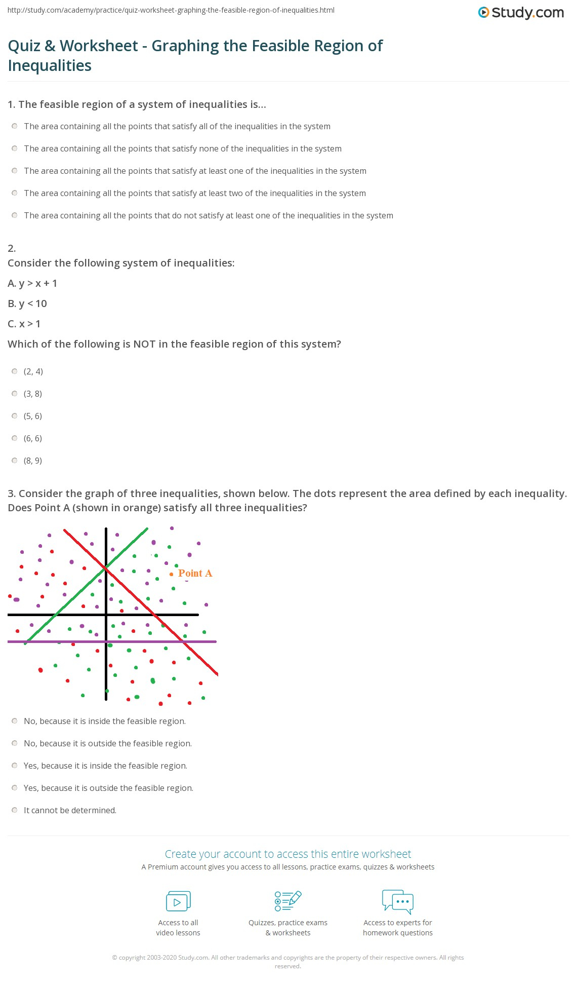 Quiz Worksheet Graphing The Feasible Region Of Inequalities Study Quiz Worksheet Graphing The Feasible Region Of Inequalities Study