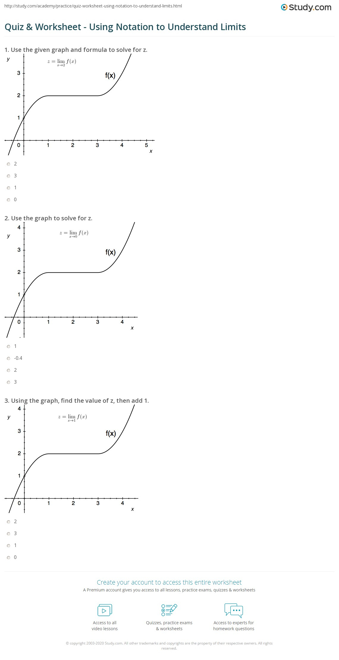 Quiz Worksheet Using Notation To Understand Limits Study Quiz Worksheet Using Notation To Understand Limits Study