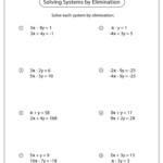 Solving Systems Of Equations By Elimination Worksheets Math Monks