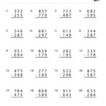 Subtraction Worksheet 3 Digit Subtraction With Regrouping Set D