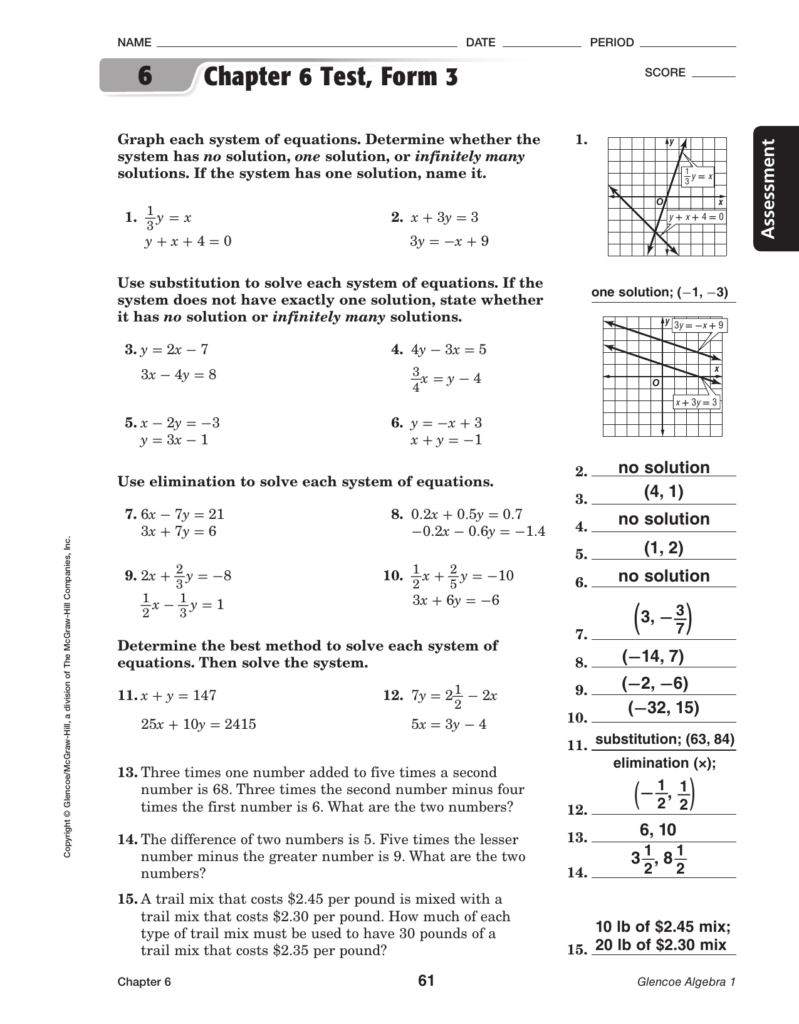 Glencoe Algebra 1 Answer Key Tutordale