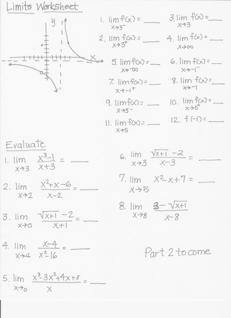 Limits Worksheet Printable Limits Worksheet Printable