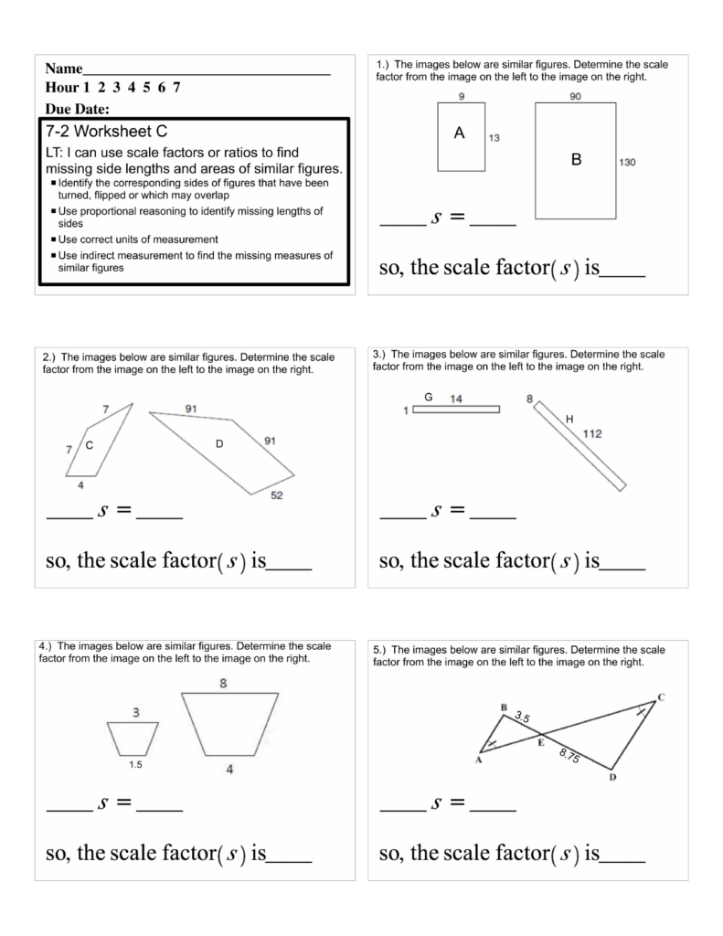 Scale Factor Worksheet 5th Grade Educational Worksheet