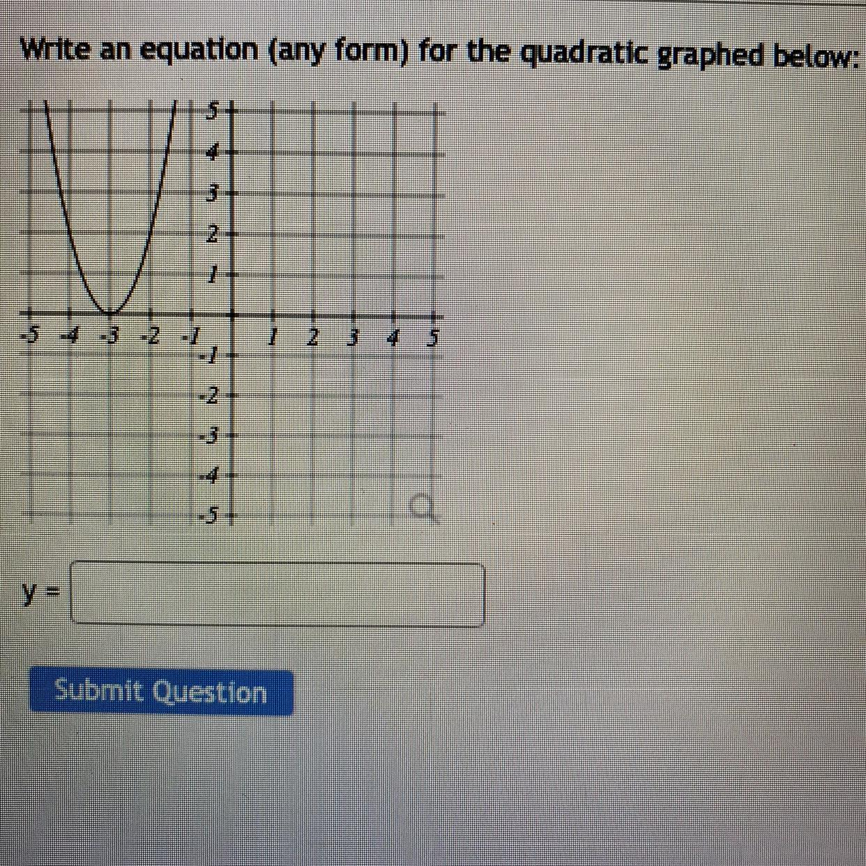 Write An Equation Any Form For The Quadratic Graphed Below Write An Equation any Form For The Quadratic Graphed Below